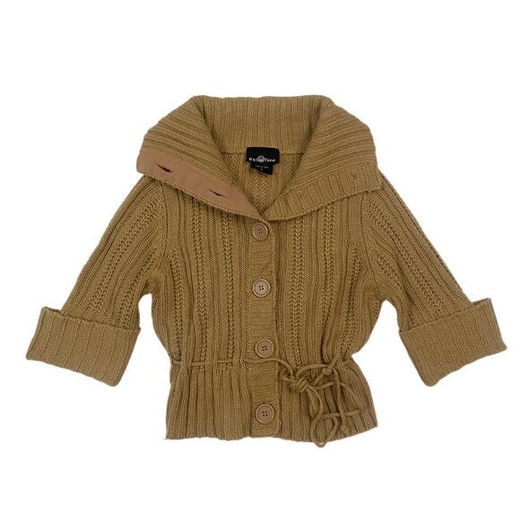y2k it's our time tan short sleeve cropped sweater - Picture 1 of 2